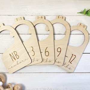 Laser Cut Wood Baby Closet Dividers – Modern Nursery Organization - Clothes Size Markers - Baby Shower Gift