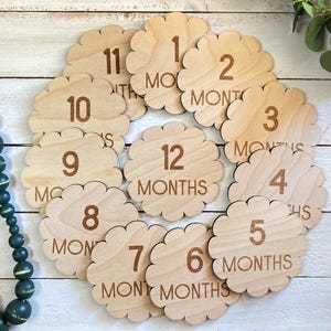 Wood Monthly Baby Milestones Markers, Baby Shower Gift, Baby Photo Prop, Pregnancy Milestones, Birth Announcement, Mom to be Gift