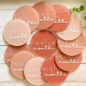 Marqueurs acryliques d'étapes clés du mois pour bébé, cadeau de baby shower, accessoire photo bébé, jalons de la grossesse, faire-part de naissance, cadeau future maman