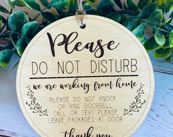 Working From Home Sign, Please Do Not Disturb, No Soliciting Sign, Door Hanger, Front Door Sign, Leave Packages, Do Not Disturb Sign