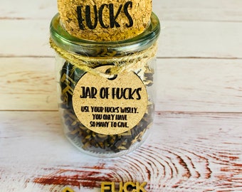 Jar of F*cks, Fucks, Wood Words, Adult Gift, Gag Gift, Rude Gift, Christmas Gag, Birthday Gift, Funny Gift, Adult Only