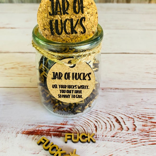 Jar of F*cks, Fucks, Wood Words, Adult Gift, Gag Gift, Rude Gift, Christmas Gag, Birthday Gift, Funny Gift, Adult Only