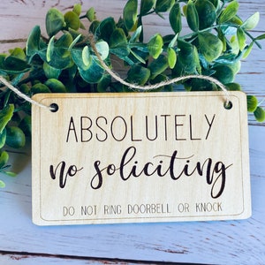 No Soliciting Sign, Door Hanger, Front Door Sign, No Solicitors, Do Not Disturb Sign