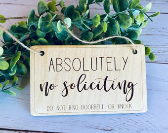 No Soliciting Sign, Door Hanger, Front Door Sign, No Solicitors, Do Not Disturb Sign
