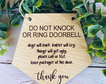 Front Door Sign, Dog Barking Sign, Baby Sleeping, Please Do Not Disturb, No Soliciting Sign, Door Hanger, Front Door Sign
