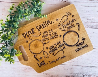Santa Personalized Cutting Board, Santa Tray, Christmas Gift, Christmas, Milk Cookies Tray, Santa Treats, Christmas Decor