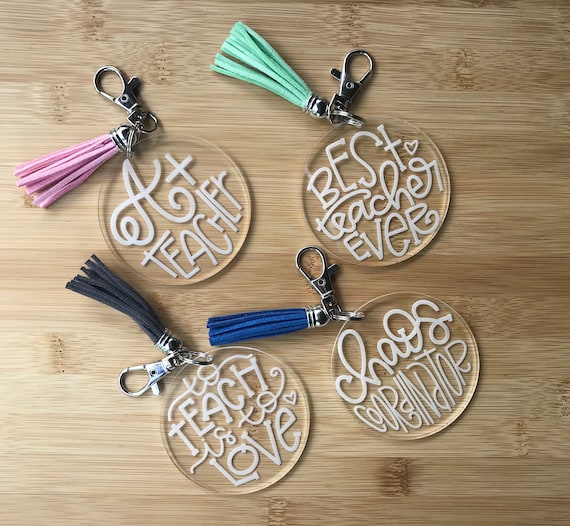 Acrylic Round Keychain Laser Engraved for Teachers Teacher Etsy
