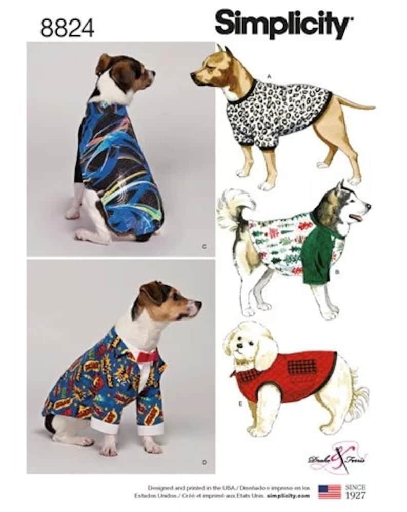 Simplicity-23... Simplicity Pets Sewing Pattern 2393 Fancy Coats for Small Dogs