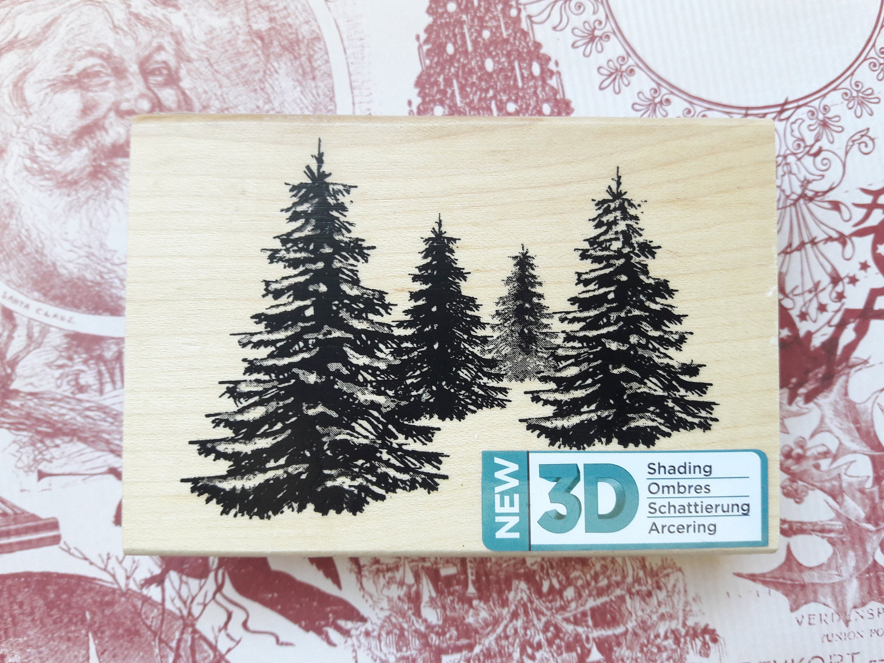 Christmas Pine Tree 3D Shading Wood Mounted Rubber Stamp By Etsy