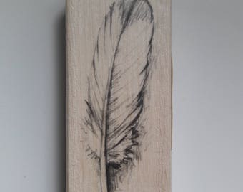 Feather Wood Mounted Rubber Stamp Scrapbooking & Paper Craft Supplies