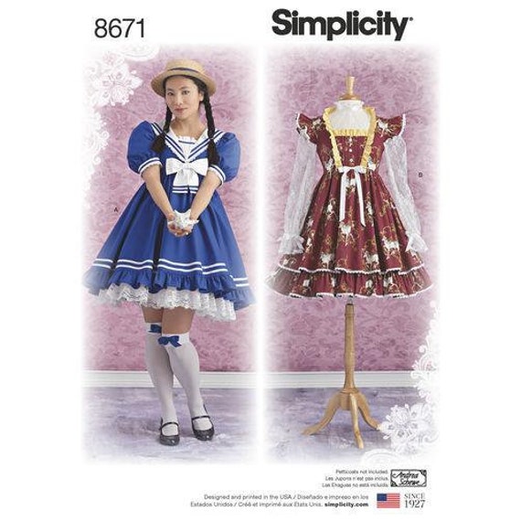 Vintage Retro Simplicity Sewing Pattern 8127 Lolita Rockabilly Misses Dress New