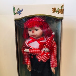Raggedy Andy Collectible Porcelain Doll Kingstate The Doll Crafter Vintage Never Removed From Box
