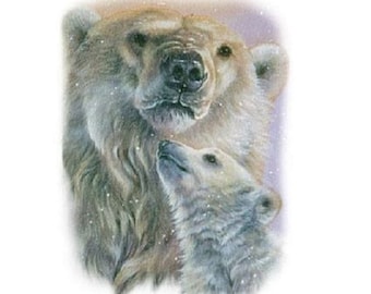 Camiseta Urso Polar, Mãe e Filhote (Moletom e Blusa de Moletom com Capuz Disponíveis Sob Encomenda) #228e