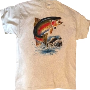 Rainbow Trout T Shirt Jumping Trout Fish Fishing Shirt - Etsy