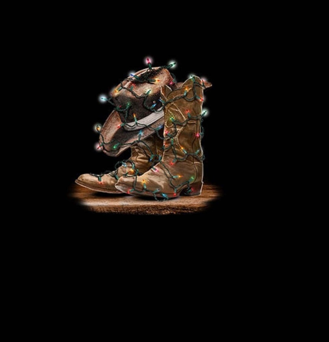 Western Christmas Shirt, Cowboy Boot Lights sweatshirt, Hoodie