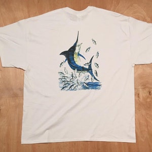 Blue Marlin T Shirt, Fish Fishing (Sweatshirt, Hoodie Available on Request) #248a