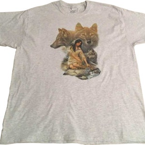 Indian T Shirt, Native American, Wolf, Indian Maiden, sweatshirt ...