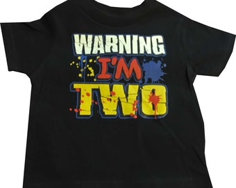Warning I&#39;m 2 T Shirt, Long & Short Sleeve Toddler Humor ( Also Available Sweatshirt ) Style # 421e