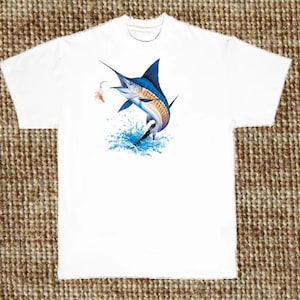 Blue Marlin T Shirt, Fish Fishing (Sweatshirt, Hoodie Available on Request) #248b