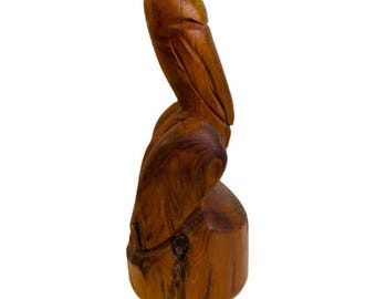 vintage 13" Ironwood Pelican Sculpture Hand Carved Wooden Statue Coastal Decor