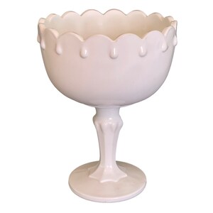 Indiana Glass Tear Drop Pedestal Compote Candy Dish White Milk Glass 7.5" x 5.5"