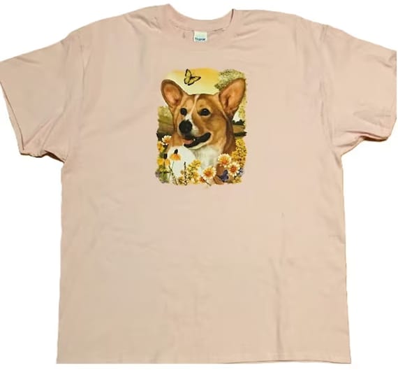 Corgi T Shirt, Welsh Pembroke Corgi Floral Dog, (Sweatshirt, Hoodie Available on Request) #832c