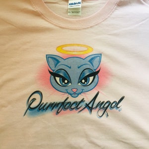 Cat Face T Shirt, Purrfect Angel Cat (Sweatshirt, Hoodie Available On Request)  #691b*