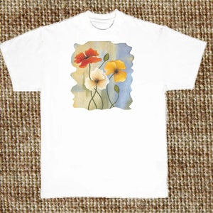 Poppy Flower Floral T Shirt, (Sweatshirt, Hoodie Available On Request) #798b