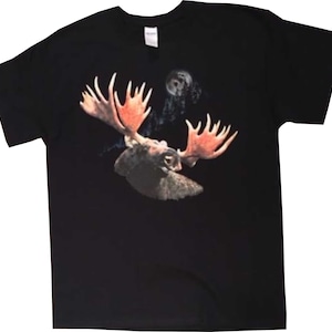 Moose T Shirt, Bull Moose Moon,(Sweatshirt, Hoodie Available On Request) #238a
