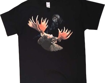 Moose T Shirt, Bull Moose Moon,(Sweatshirt, Hoodie Available On Request) #238a