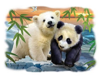 Panda & Polar Bear T Shirt, (Sweatshirt,  Hoodie Available On Request)  #226f