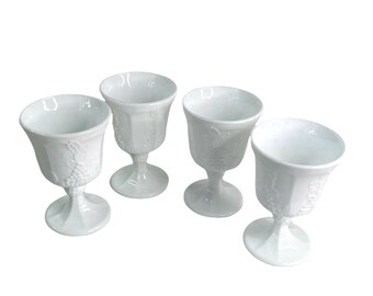 Juego de copas de vidrio opalino Indiana Glass Colony Harvest Vintage para vino blanco y agua de 5.5"