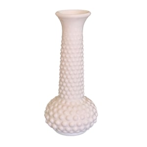 Milk Glass Bud Vase EO Brody Co White Hobnail Pattern Bulbous Shape 7.5&quot; x 3.5&quot; Vintage