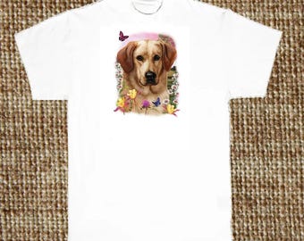 Yellow Lab T Shirt, Dog Floral, (Sweatshirt, Hoodie Available on Request) #875e