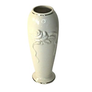 Bud Vase Vintage Lenox Rose Blossom Porcelain 24k Gold Trim Embossed Floral 7.5&quot;