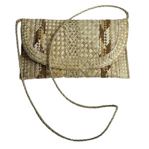 Wicker Style Straw Women&#39;s Purse Clutch Shoulder Bag Woven Lined 13&quot; x 8&quot;