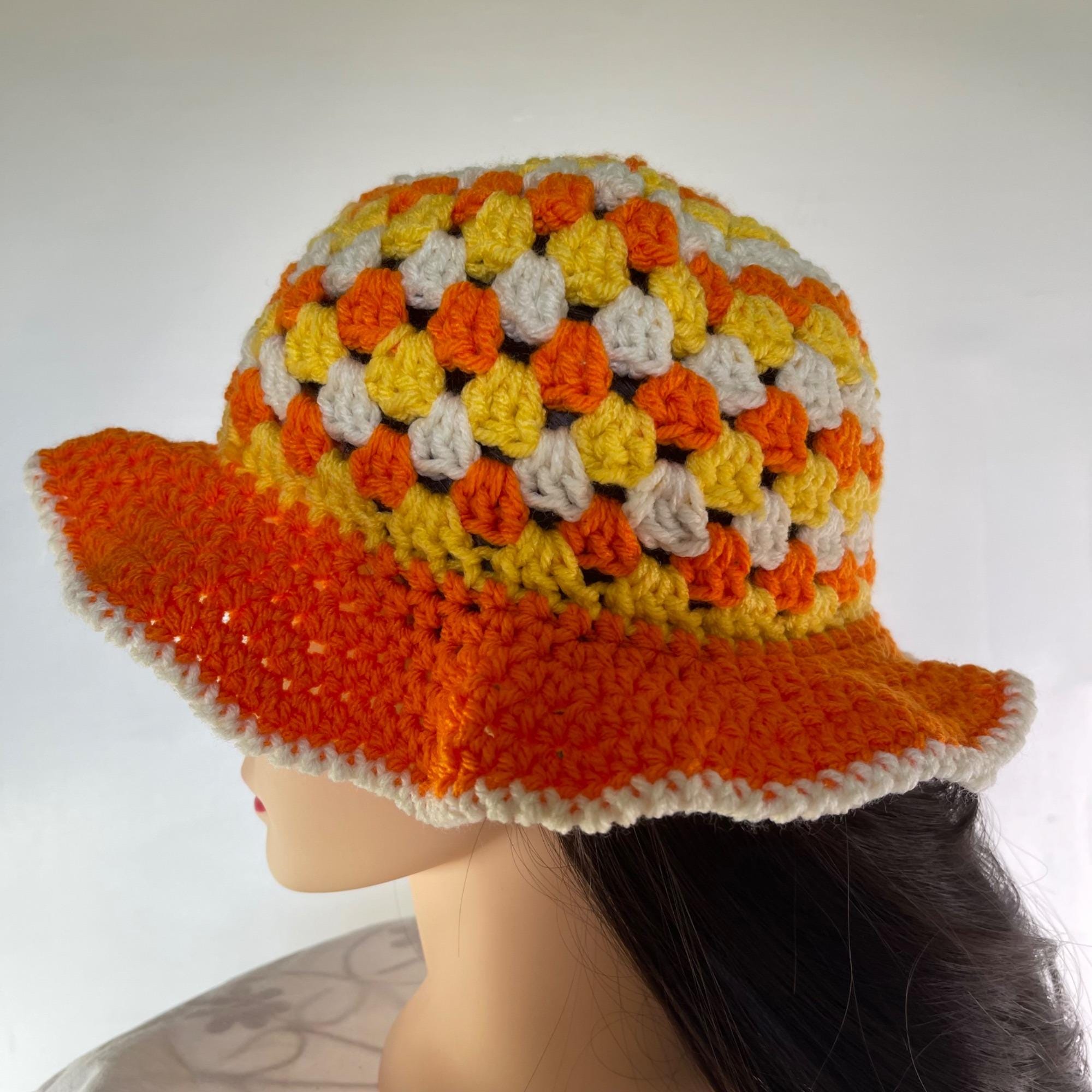 Handmade Crochet Bucket hat orange granny Orange Crochet Bucket Hat for Women Crochet Hat Handmade  main image 3