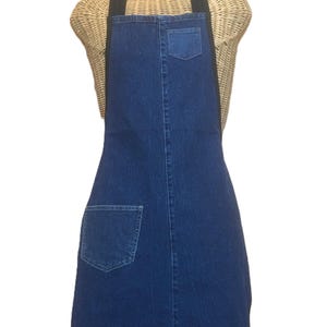Denim Apron Heavyweight Full-Length w/ Pocket for Work, Cooking, Baking, Crafting, Gardening