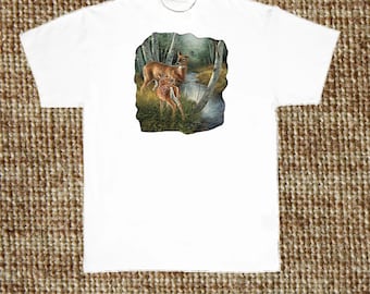 Deer & Fawns T Shirt, Birch Creek, (Sweatshirt, Hoodie Available on Request) #234j
