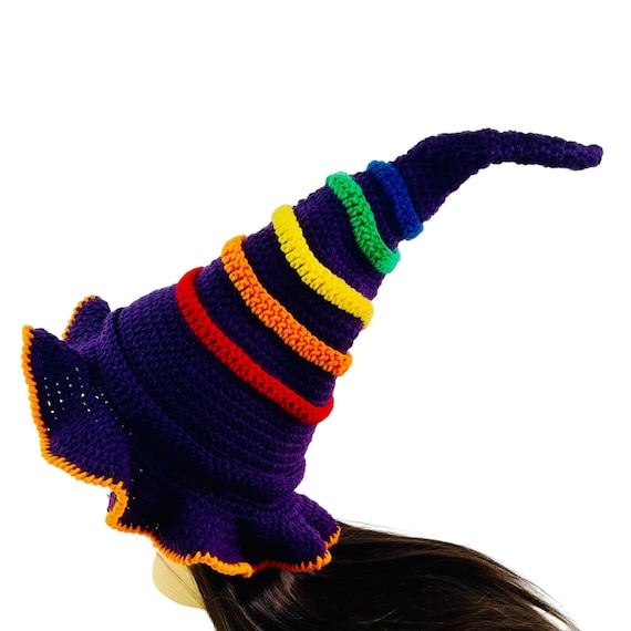 Crochet Witch Wizard Hat Handmade Purple Blue Orange Red  display picture 2