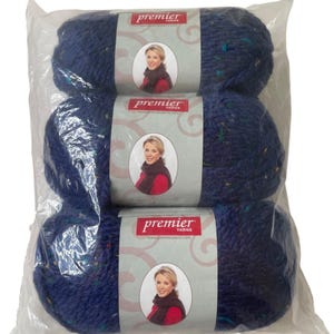 Hilos Premier Yarns Chunky Tweed Eclipse, 3 madejas, peso 5, voluminoso, 109 yardas c/u, acrílico