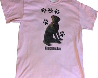 Chocolate Lab T Shirt, Labrador Dog, (Sweatshirt, Hoodie Available on Request) #875f