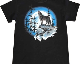 Wolf Shirt, Wolf Howling at the Moon T - Shirt, (Sweatshirt, Hoodie Available On Request) #223o