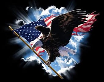 Patriotic Eagle T Shirt with USA Flag, (Sweatshirt,  Hoodie Available On Request) #018c