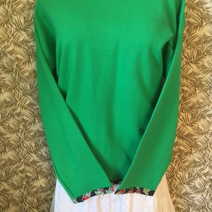 Sweatshirt Cardigan Sweater Green With Cherry Design Trim and Pockets Large image 6