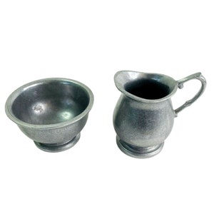 Pewter Cream and Sugar Set Vintage Wilton Armetale RWP Pewter Creamer & Sugar Bowl Serving Set USA Made