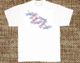 Dragonfly T Shirt, Shimmer Glitter Ink, (Sweatshirt, Hoodie Available on Request) #781g