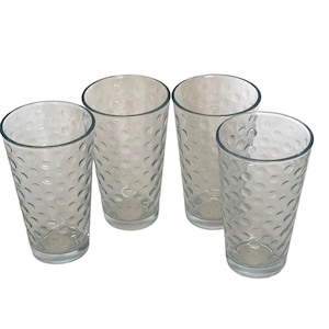 Libbey Coin Dot Tumbler Glass Vintage Bubble Glasses Set of 4 - 16 ounces