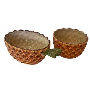 Tropical Pineapple Bowl or Planter Set Vintage Tabletops Unlimited Two Shapes