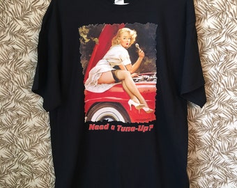 Vintage Pin Up Girl T-Shirt: Mechanic Shop Humor (Sweatshirts, Hoodies Available) 584d